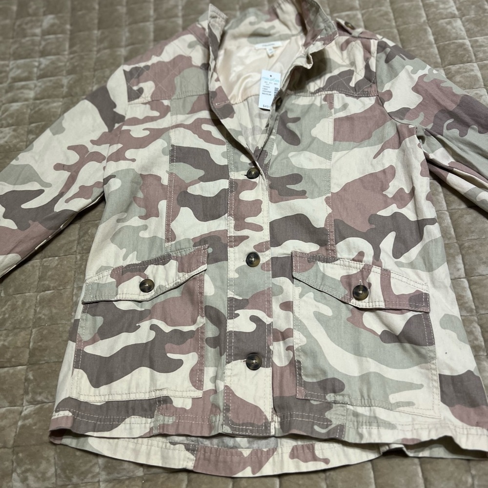 Maurices Cream and Brown Raincoat Lightweight Jacket